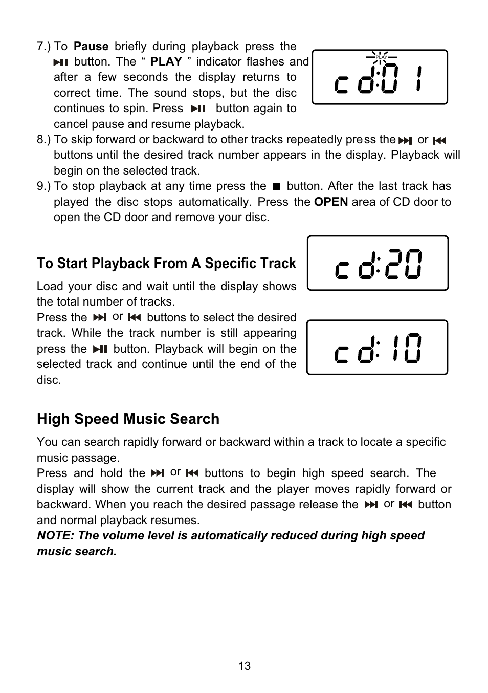 High speed music search | Emerson Radio CKD9918 User Manual | Page 14 / 24
