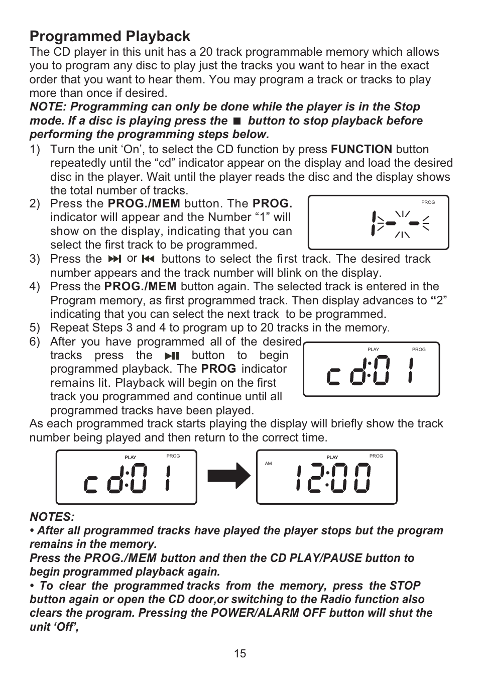 Programmed playback | Emerson Radio CKD9918 User Manual | Page 16 / 24