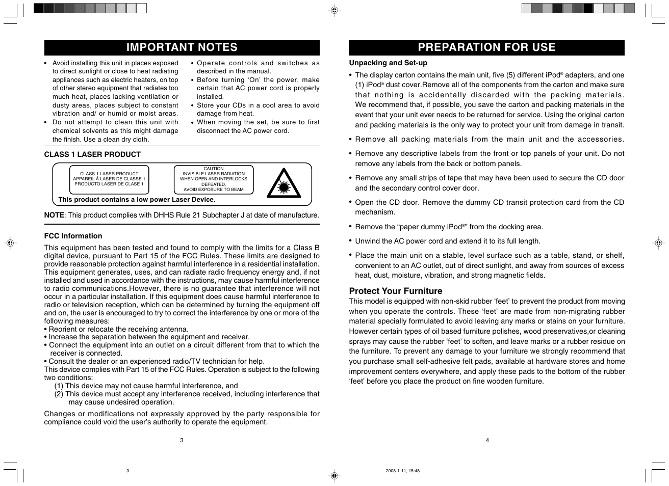 Preparation for use | Emerson Radio iC2196 User Manual | Page 3 / 14