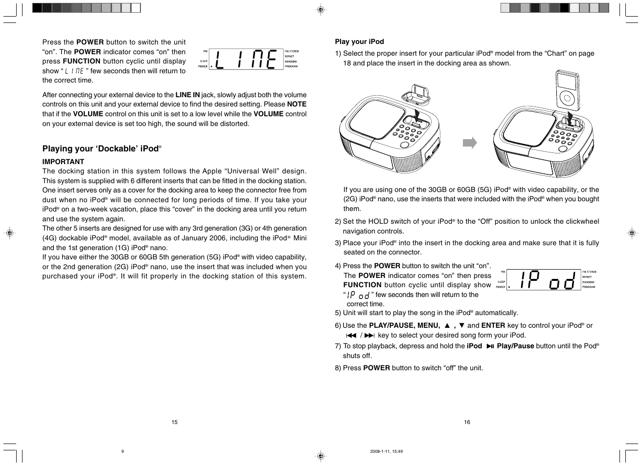 Playing your ‘dockable’ ipod | Emerson Radio iC2196 User Manual | Page 9 / 14