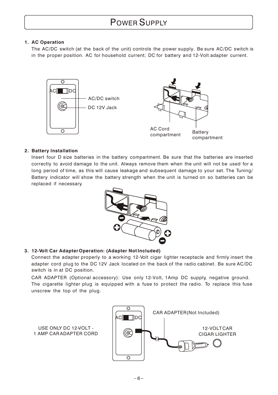 Ower, Upply | Emerson Radio MBR-1 User Manual | Page 6 / 12