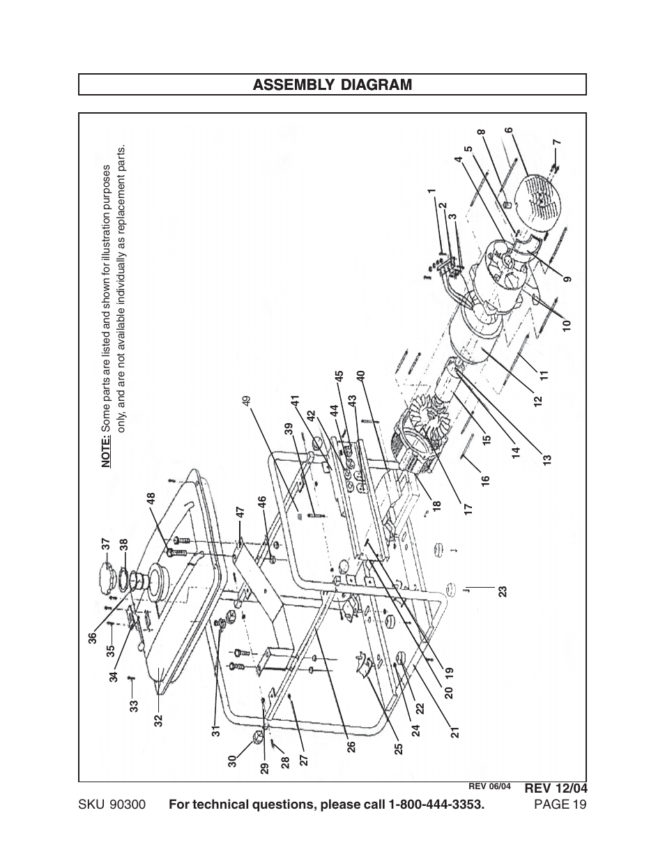 Assembly diagram | Chicago Electric 90300 User Manual | Page 19 / 20