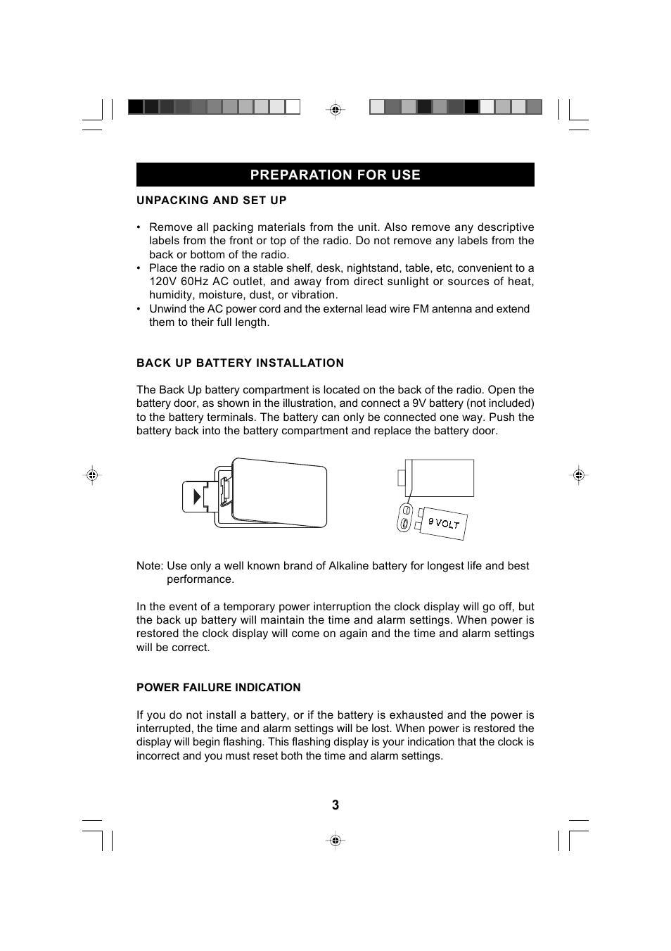 3preparation for use | Emerson Radio CK5030 User Manual | Page 4 / 12