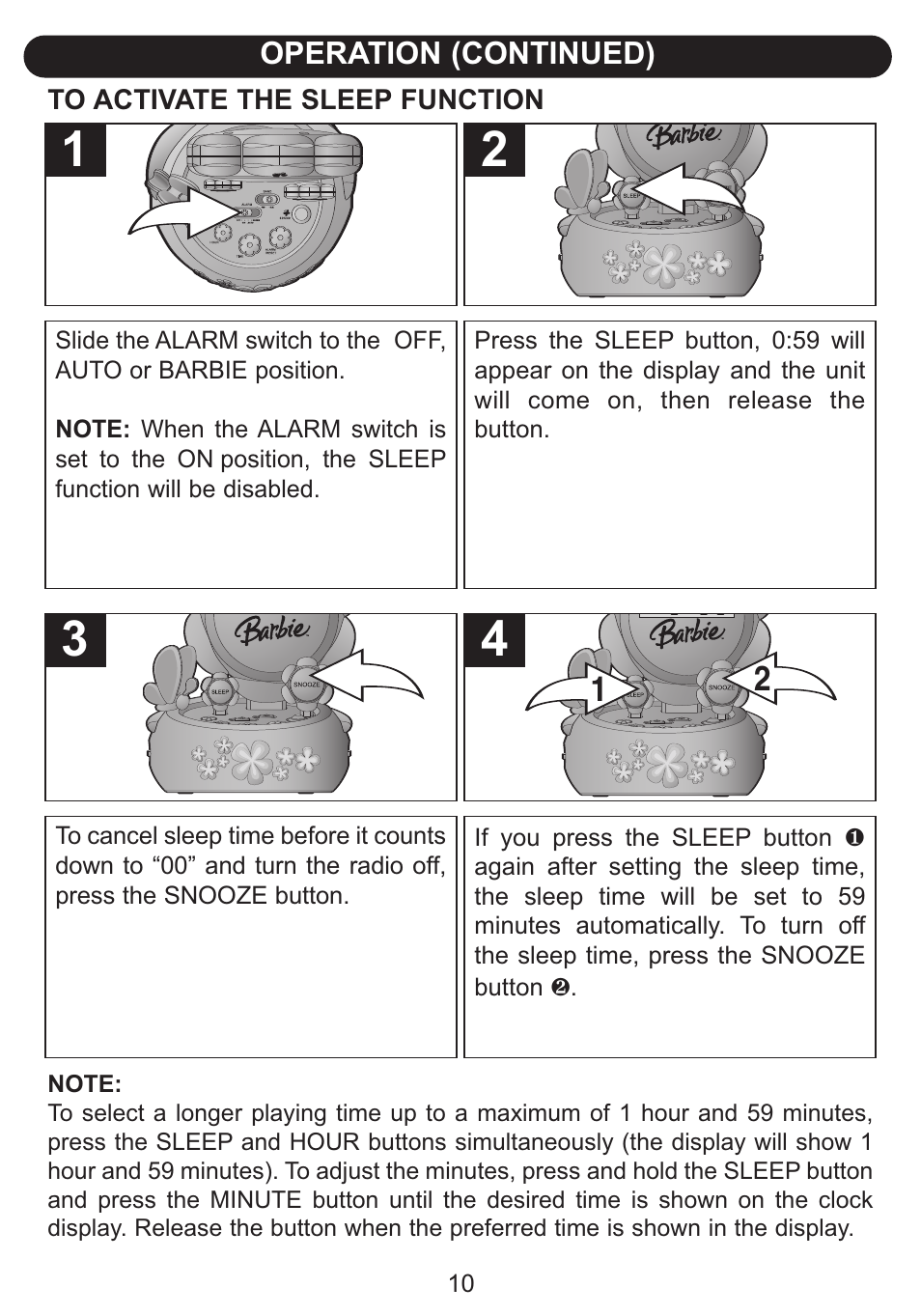 Emerson Radio Barbie BAR800 Hour Garden User Manual | Page 11 / 17