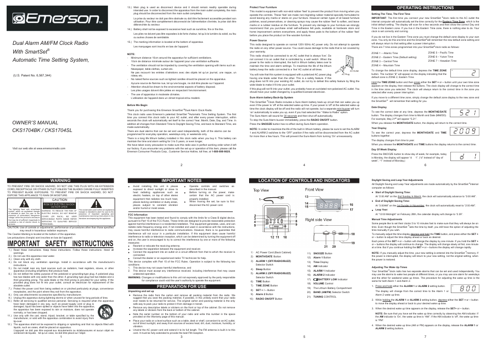 Emerson Radio CKS1704BK User Manual | 2 pages