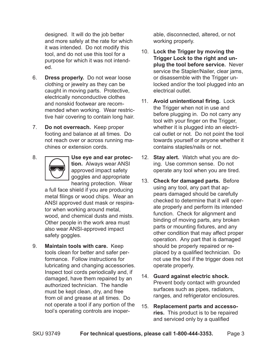 Chicago Electric Stapler/Nailer 93749 User Manual | Page 3 / 12