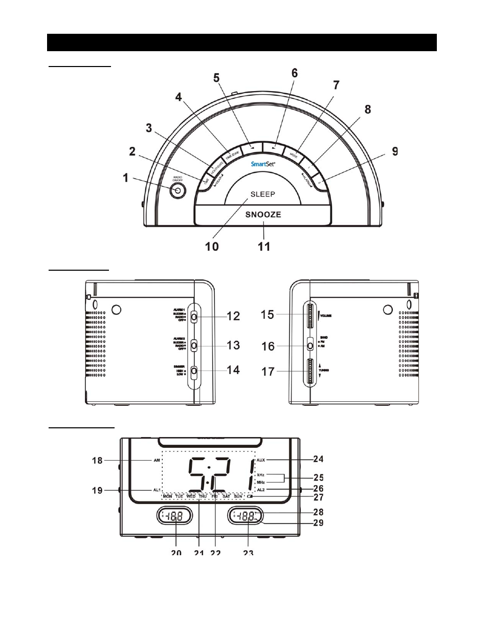 Location of controls and indicators | Emerson Radio CKS9005BK User Manual | Page 6 / 20