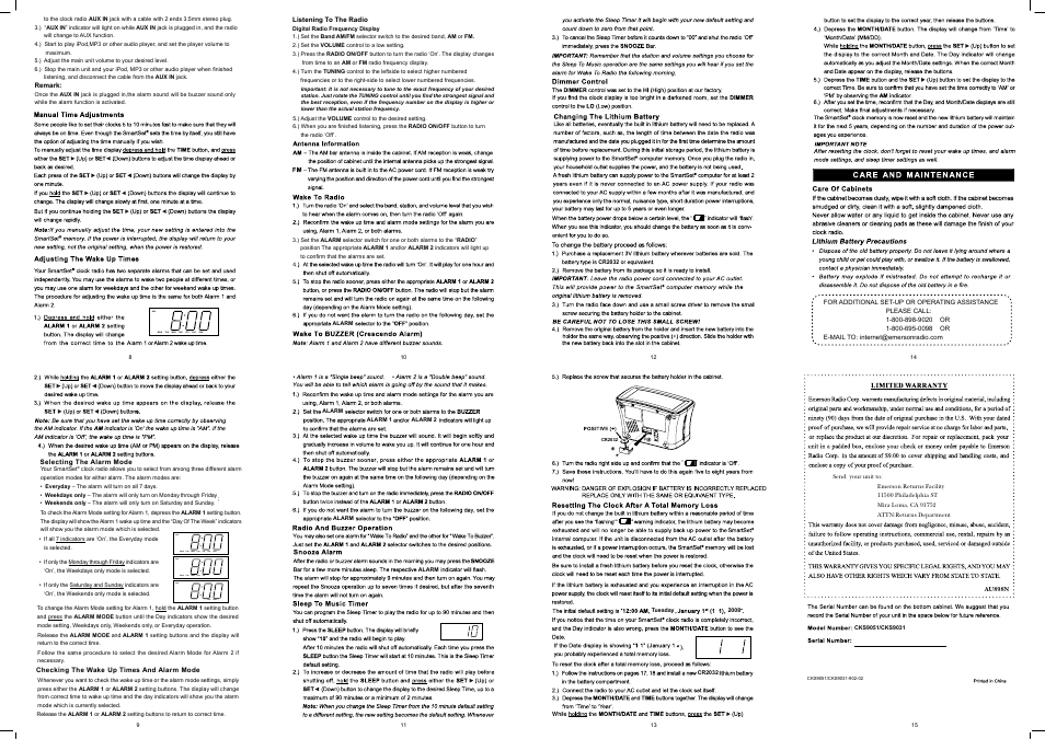 Emerson Radio CKS9031 Part 2 User Manual | 1 page