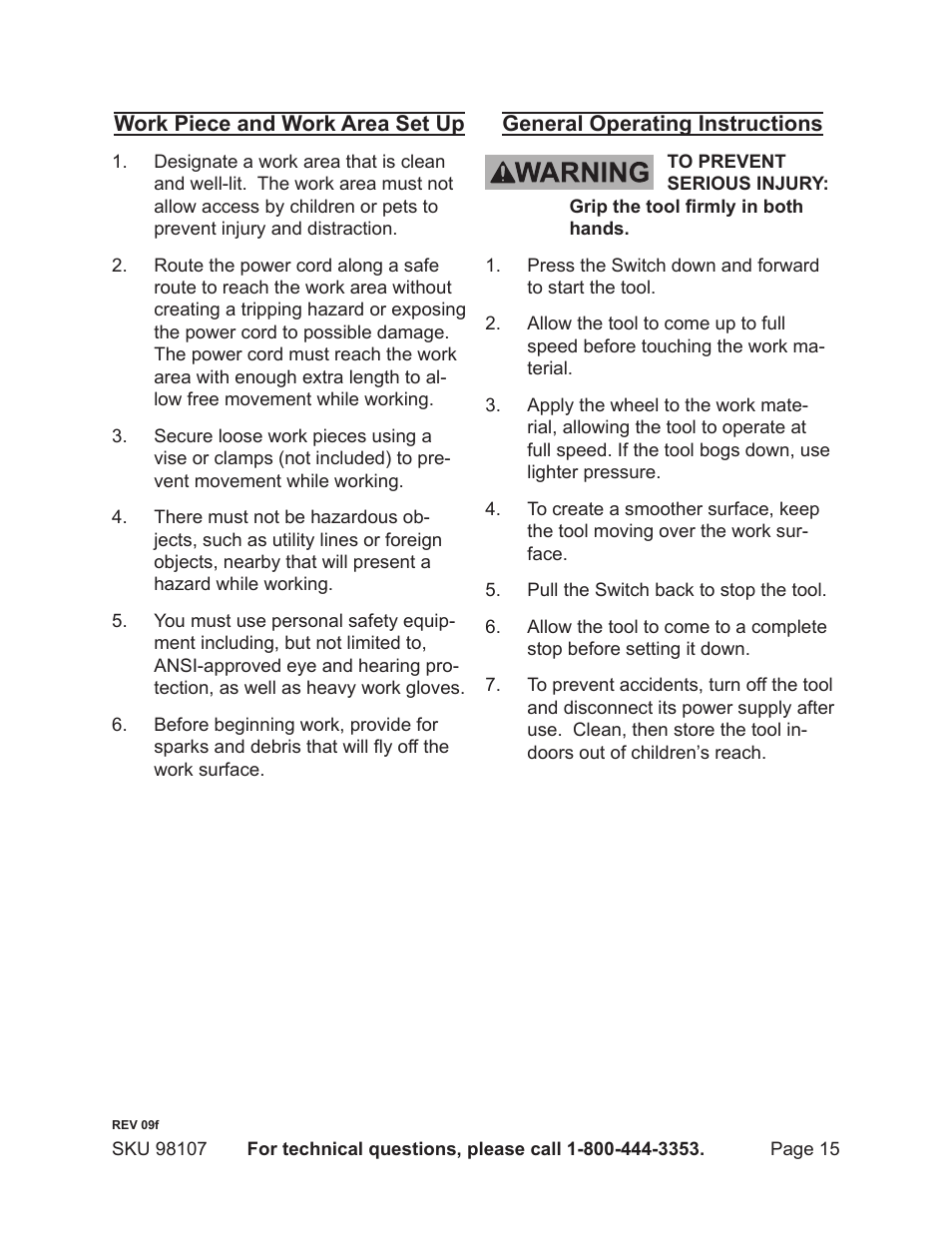 Chicago Electric 98107 User Manual | Page 15 / 20