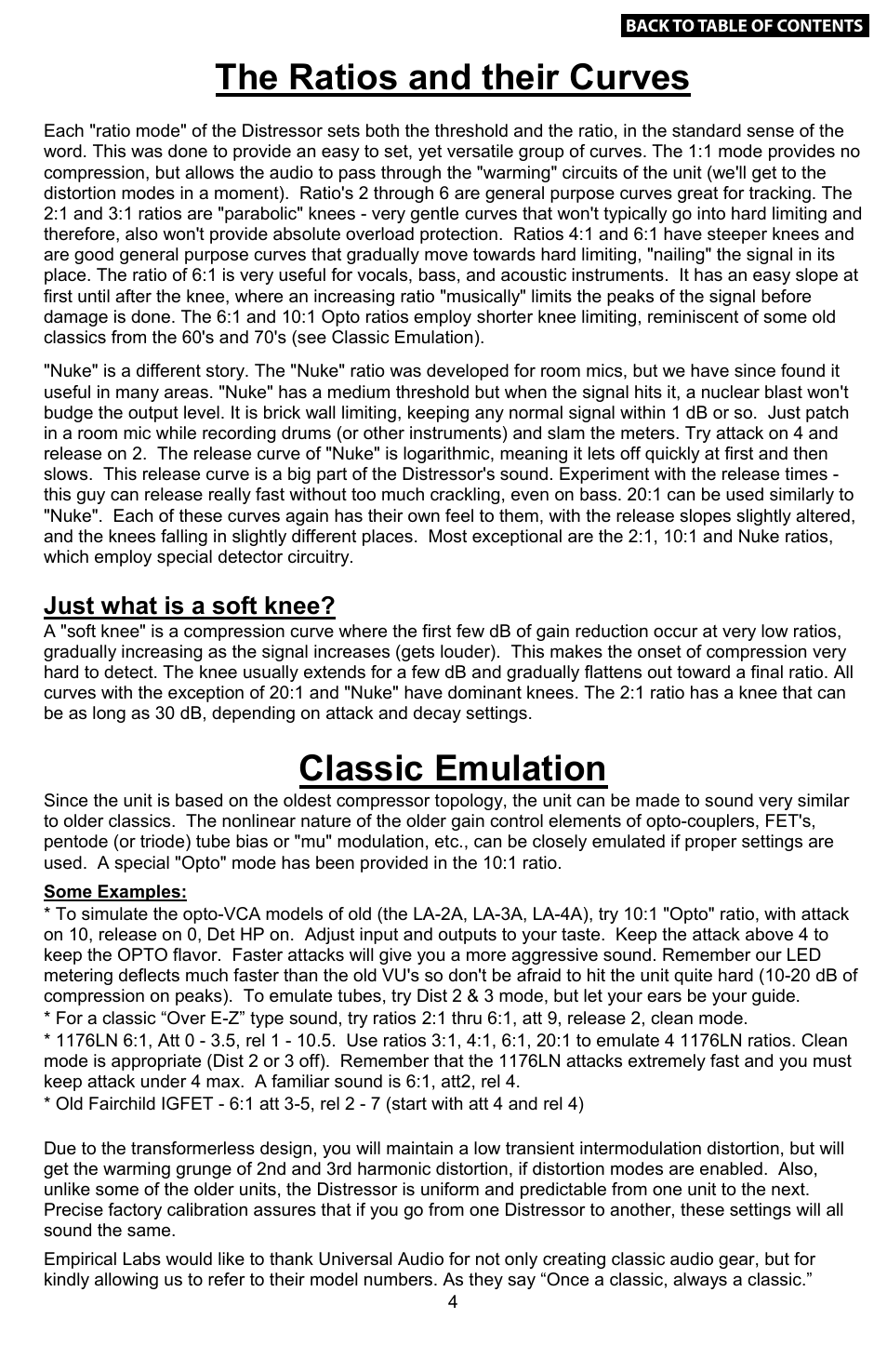 Upgrades, The ratios and their curves, Classic emulation | Fuse, Line voltage select, Just what is a soft knee, Caution: always unplug unit before removing cover | Empirical Labs EL-8 User Manual | Page 5 / 15