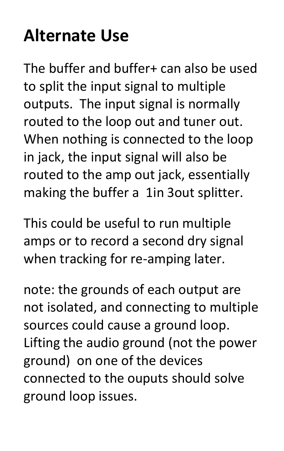 Alternate use | Empress Effects Buffer+ User Manual | Page 10 / 12