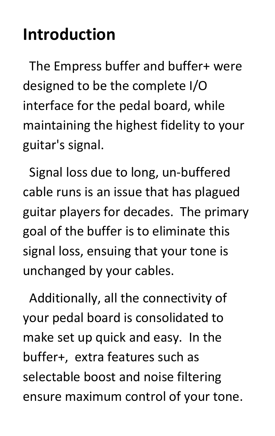 Introduction | Empress Effects Buffer+ User Manual | Page 2 / 12