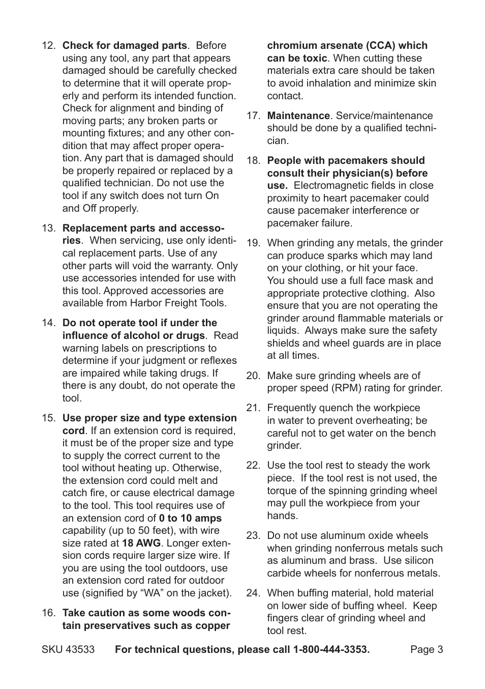 Harbor Freight Tools 43533 User Manual | Page 3 / 8