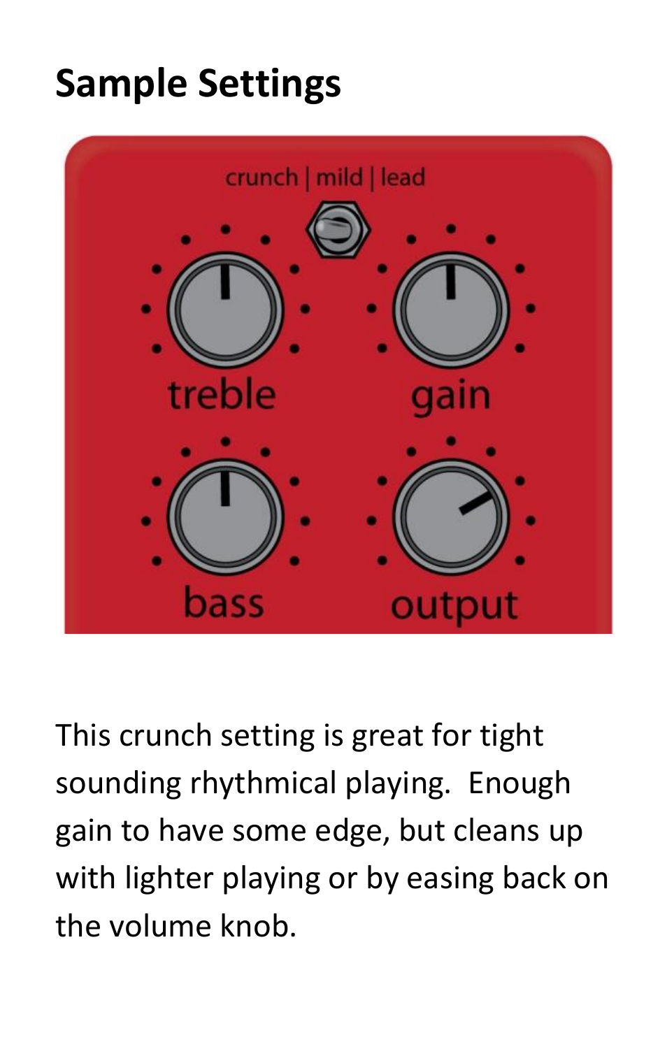 Sample settings | Empress Effects Distortion User Manual | Page 3 / 8