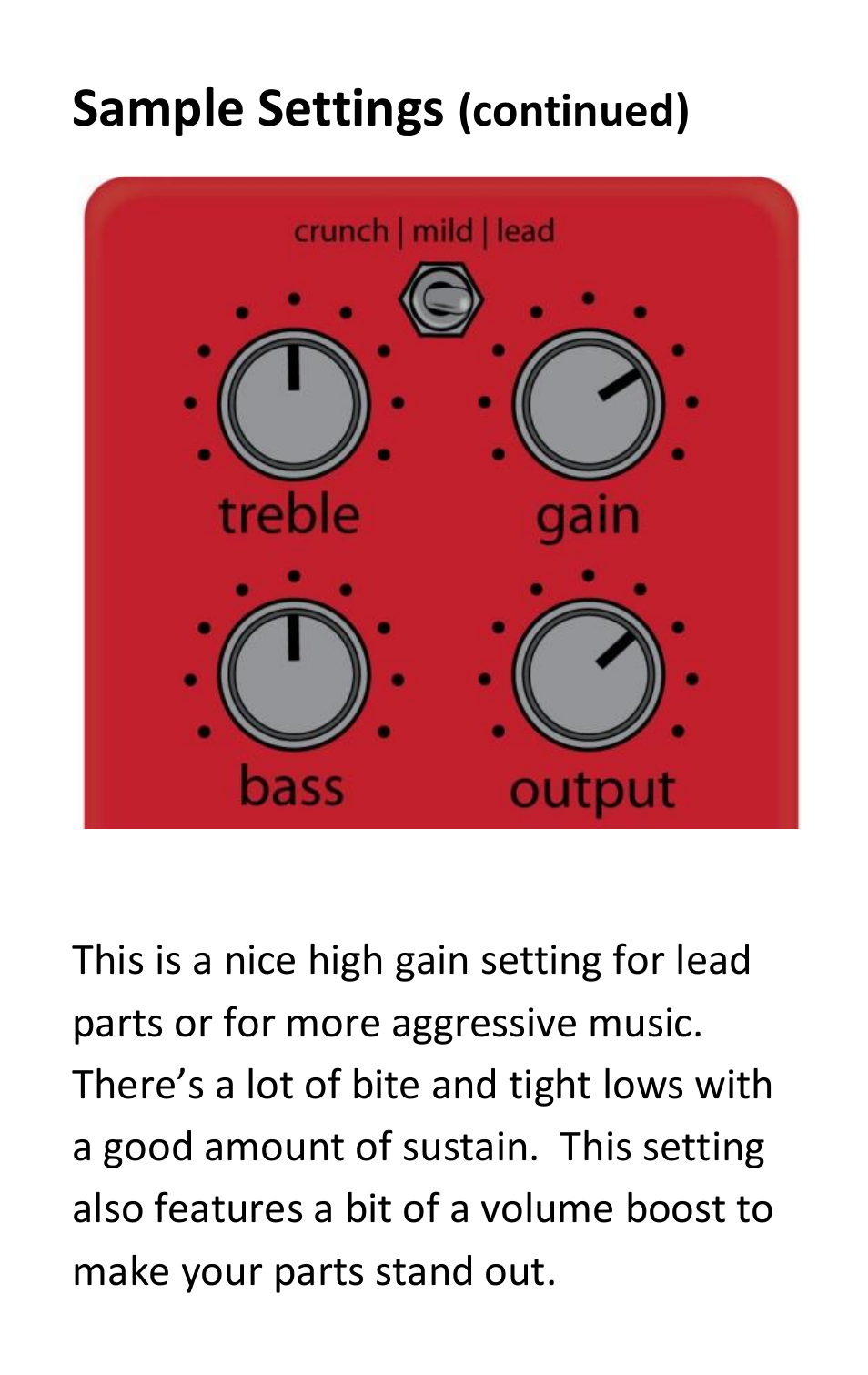 Sample settings | Empress Effects Distortion User Manual | Page 6 / 8