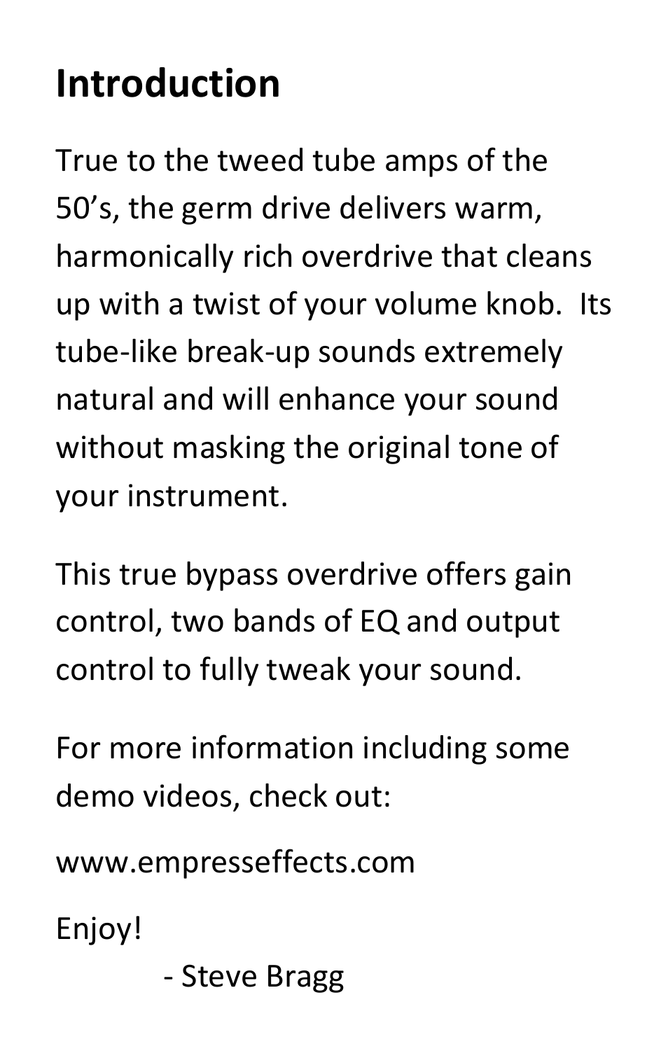 Introduction | Empress Effects Germ Drive User Manual | Page 2 / 8