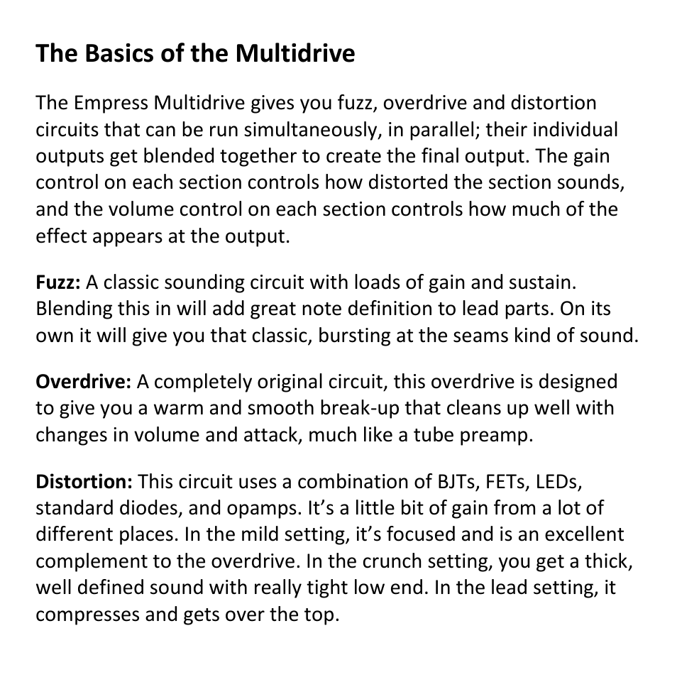 The basics of the multidrive | Empress Effects Multidrive User Manual | Page 3 / 8