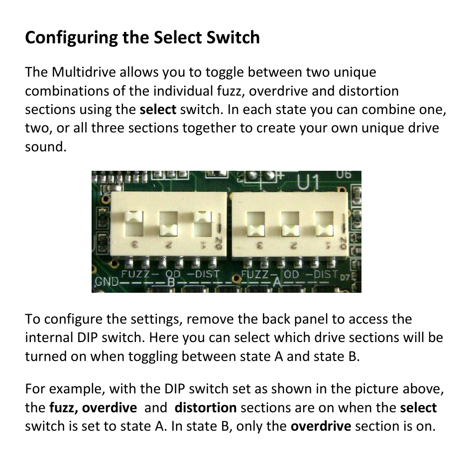 Configuring the select switch | Empress Effects Multidrive User Manual | Page 7 / 8