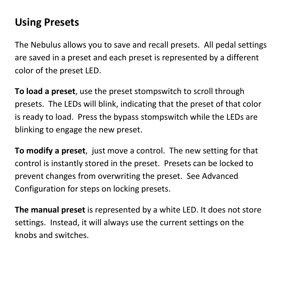 Using presets | Empress Effects Nebulus User Manual | Page 12 / 16