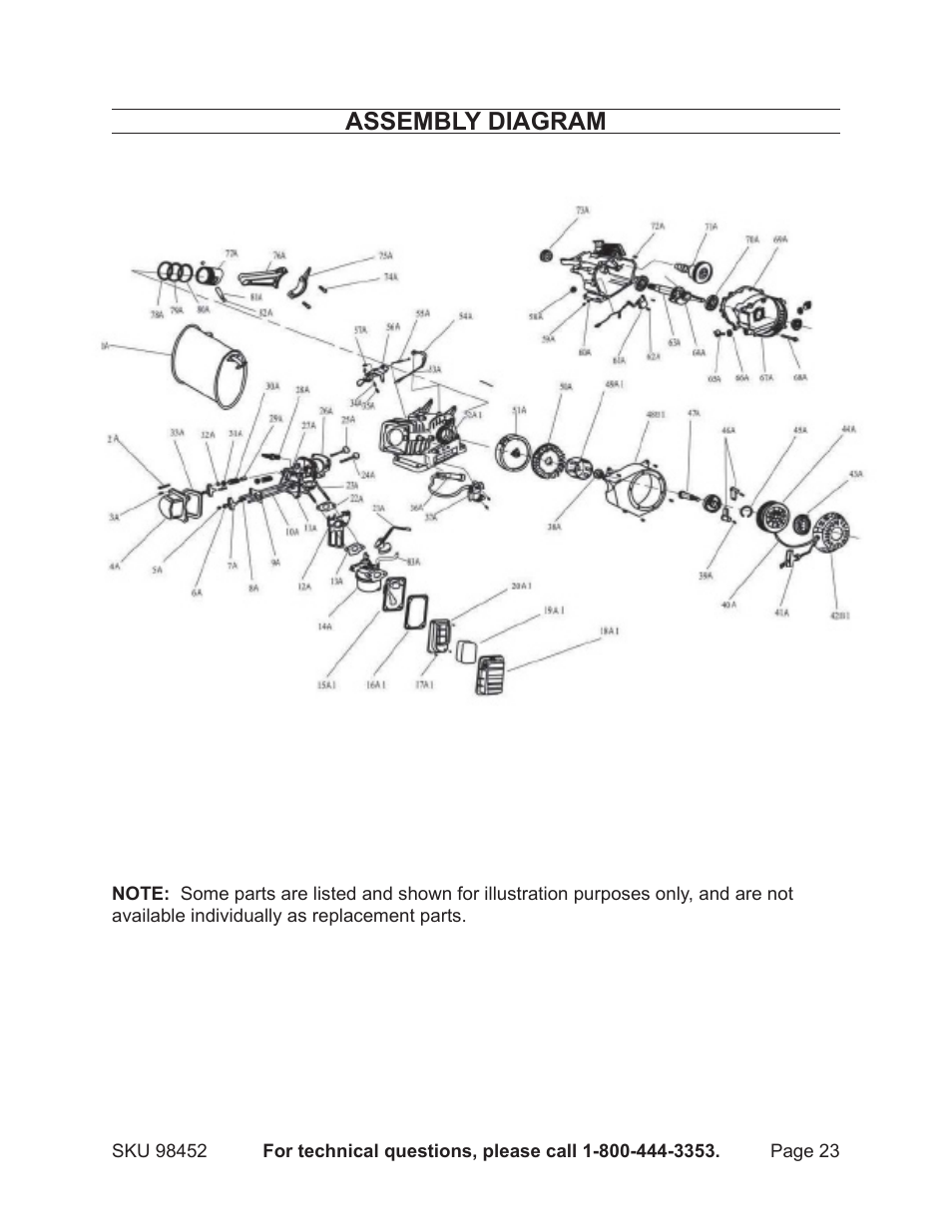 Assembly diagram | Chicago Electric PORTABLE GENERATOR 98452 User Manual | Page 23 / 25