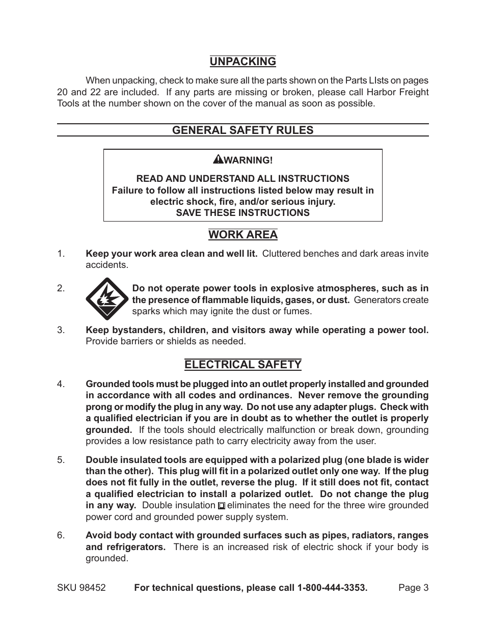 Chicago Electric PORTABLE GENERATOR 98452 User Manual | Page 3 / 25