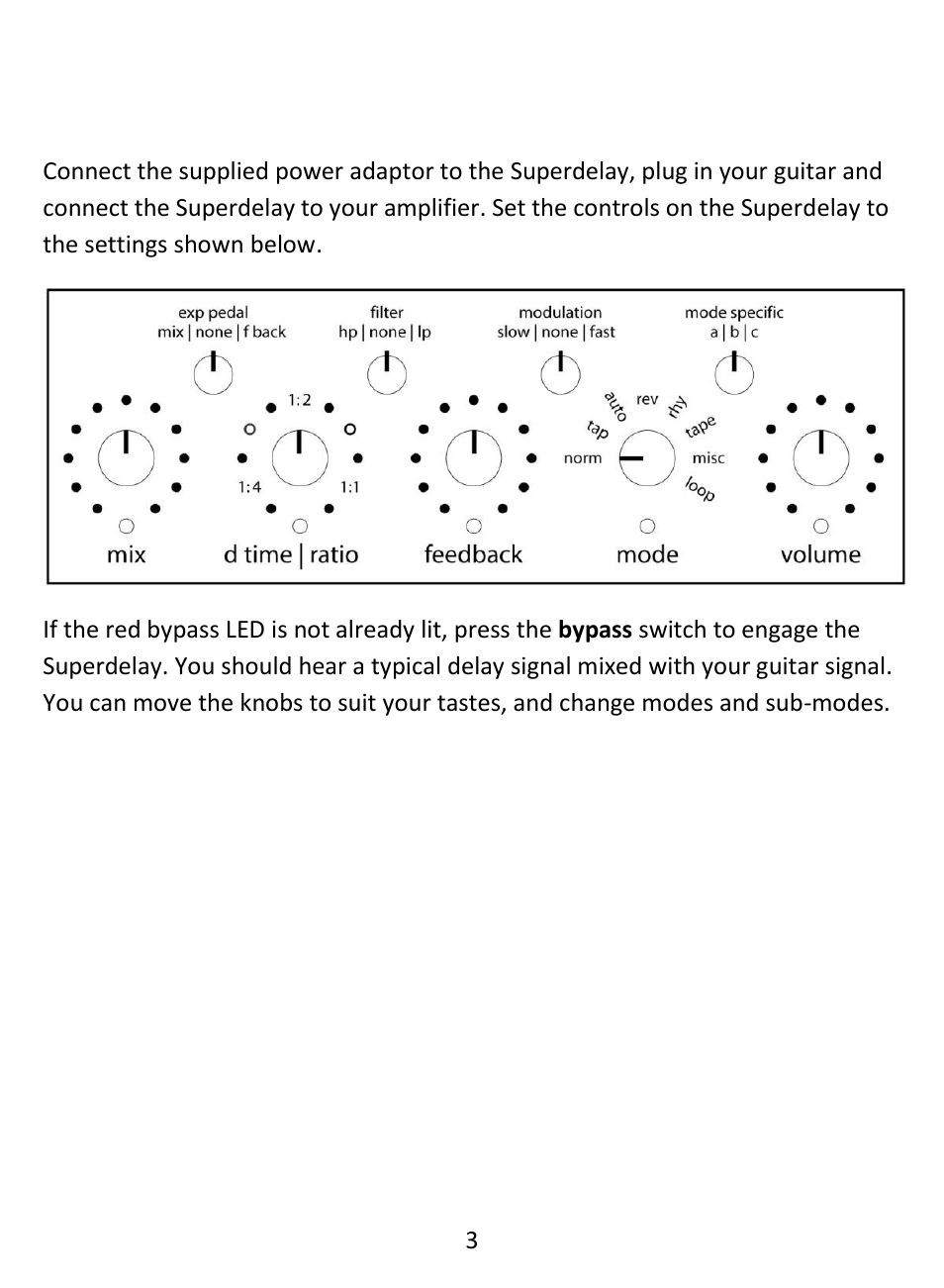 Overview of modes and sub-modes, Quick start | Empress Effects Superdelay User Manual | Page 4 / 20