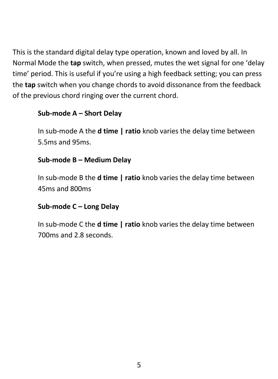 Tap mode, The modes in detail, Normal mode | Empress Effects Superdelay User Manual | Page 6 / 20