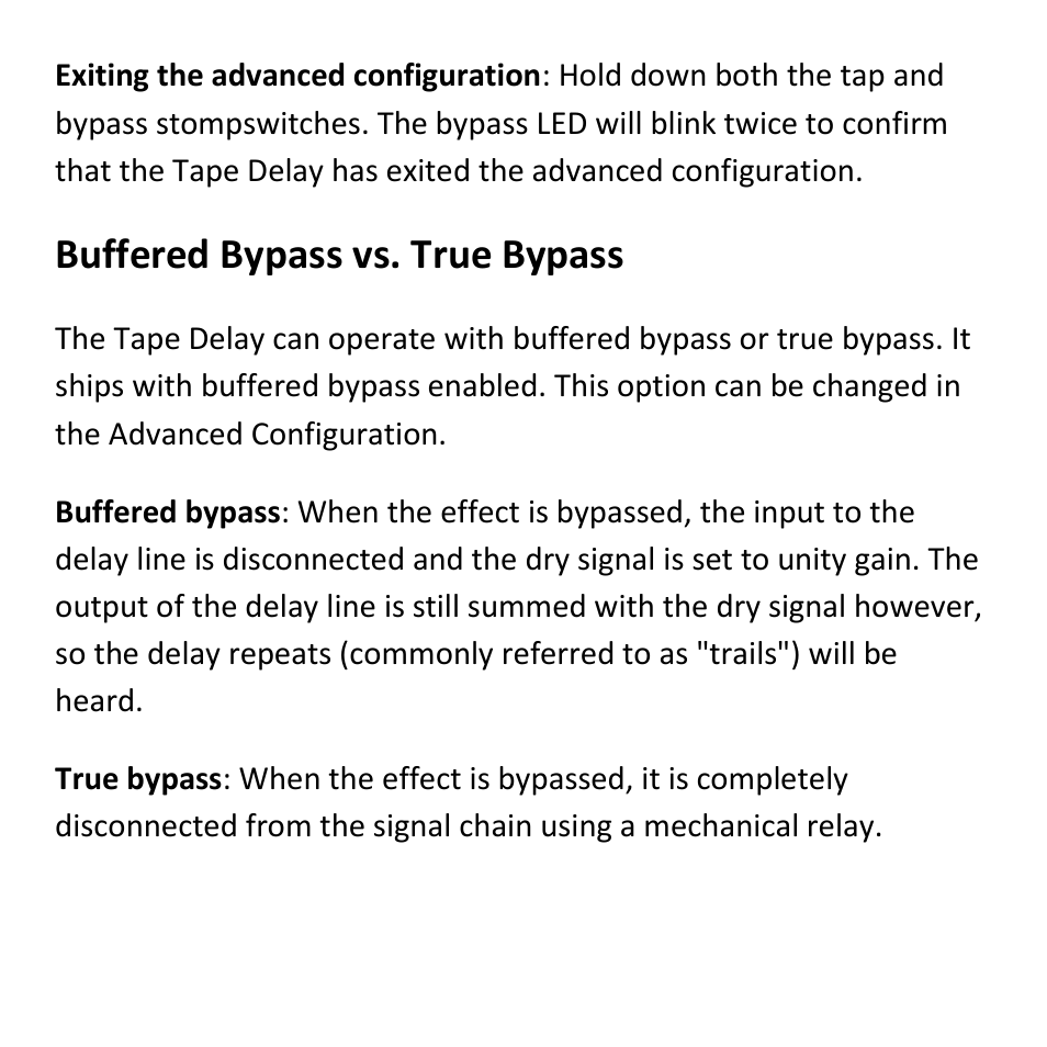 Buffered bypass vs. true bypass | Empress Effects Tape Delay User Manual | Page 10 / 12