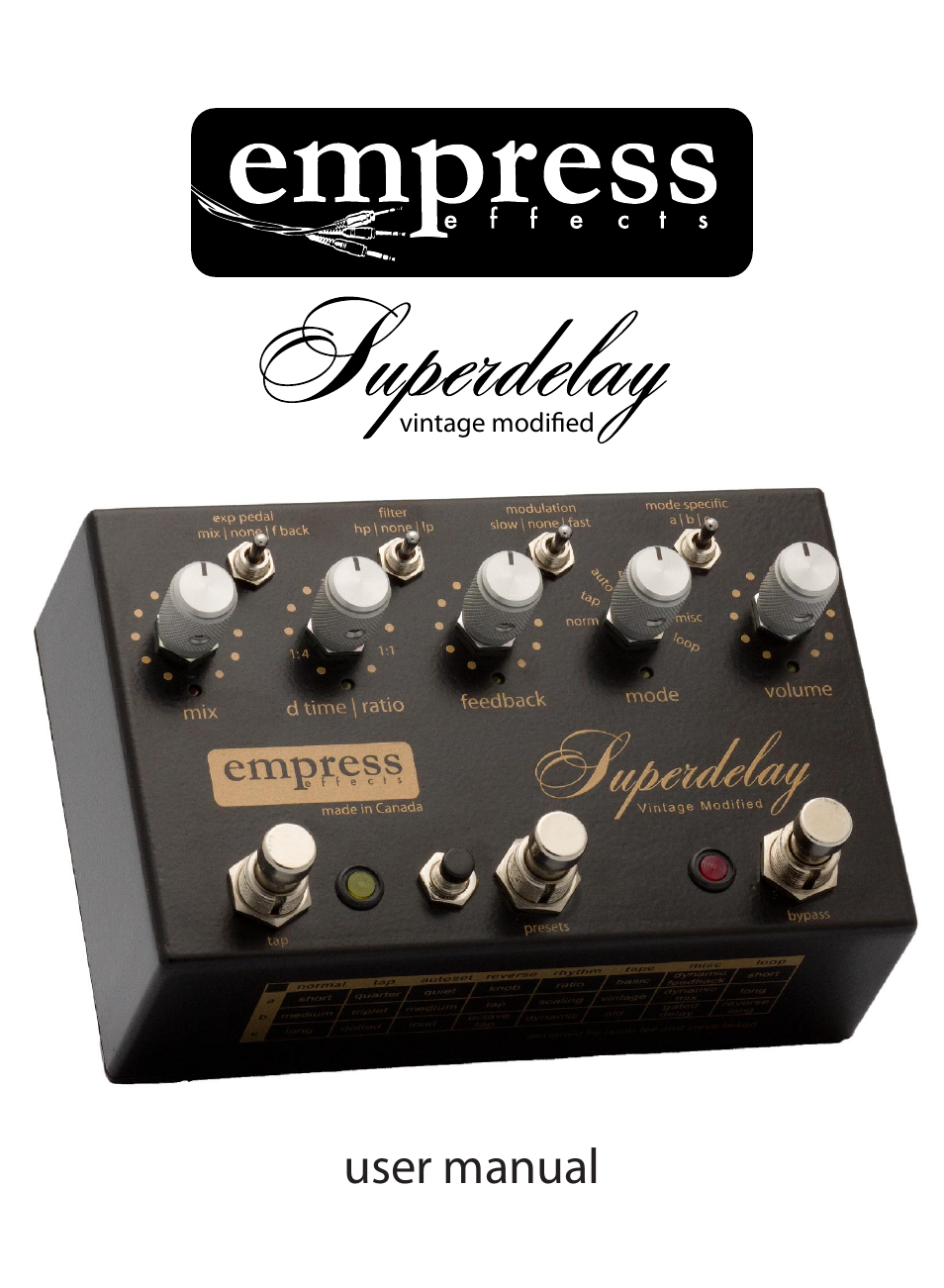 Empress Effects Vintage Modified Superdelay User Manual | 20 pages