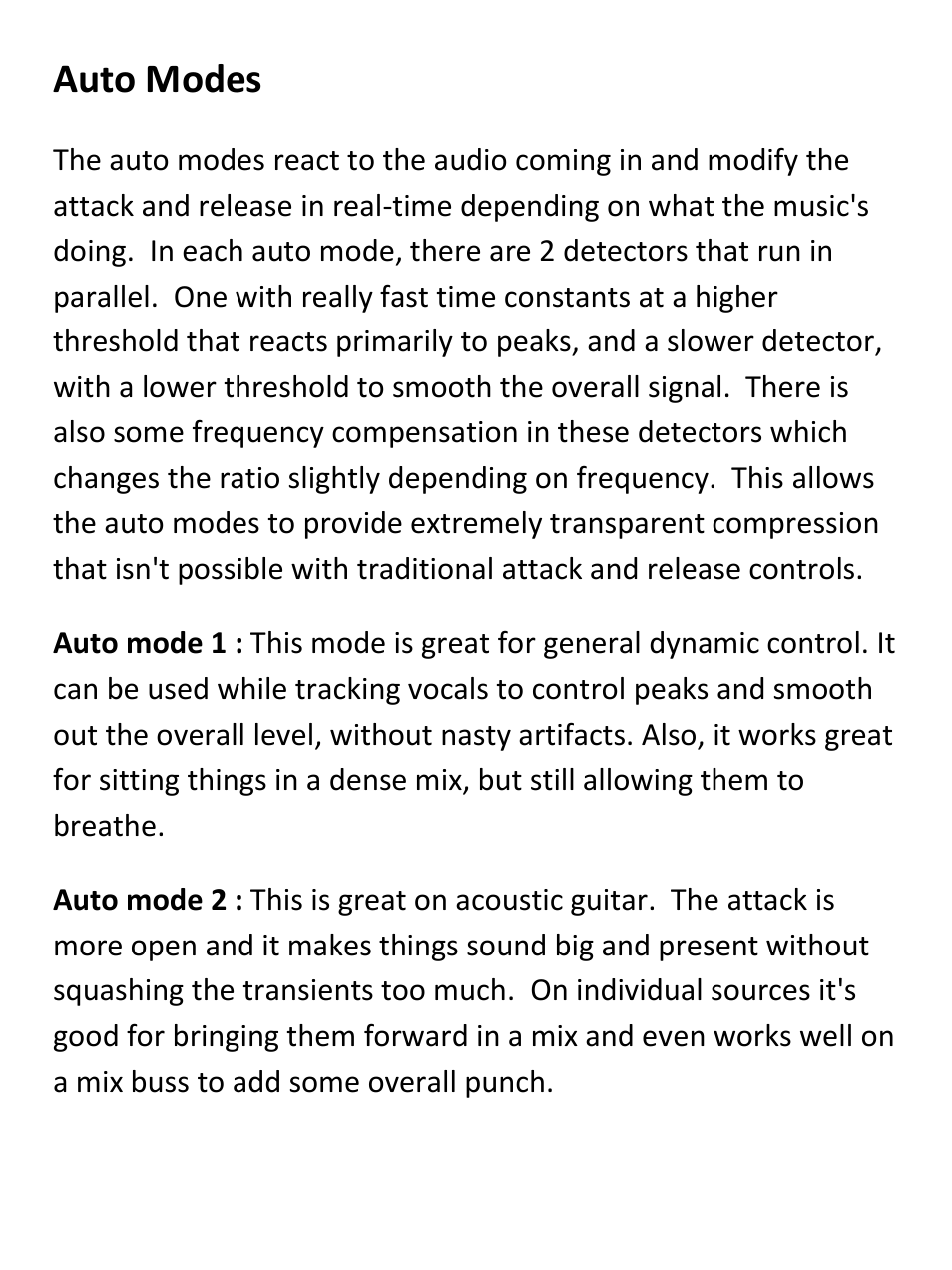 Auto modes | Empress Effects ECM-519 compressor User Manual | Page 10 / 12