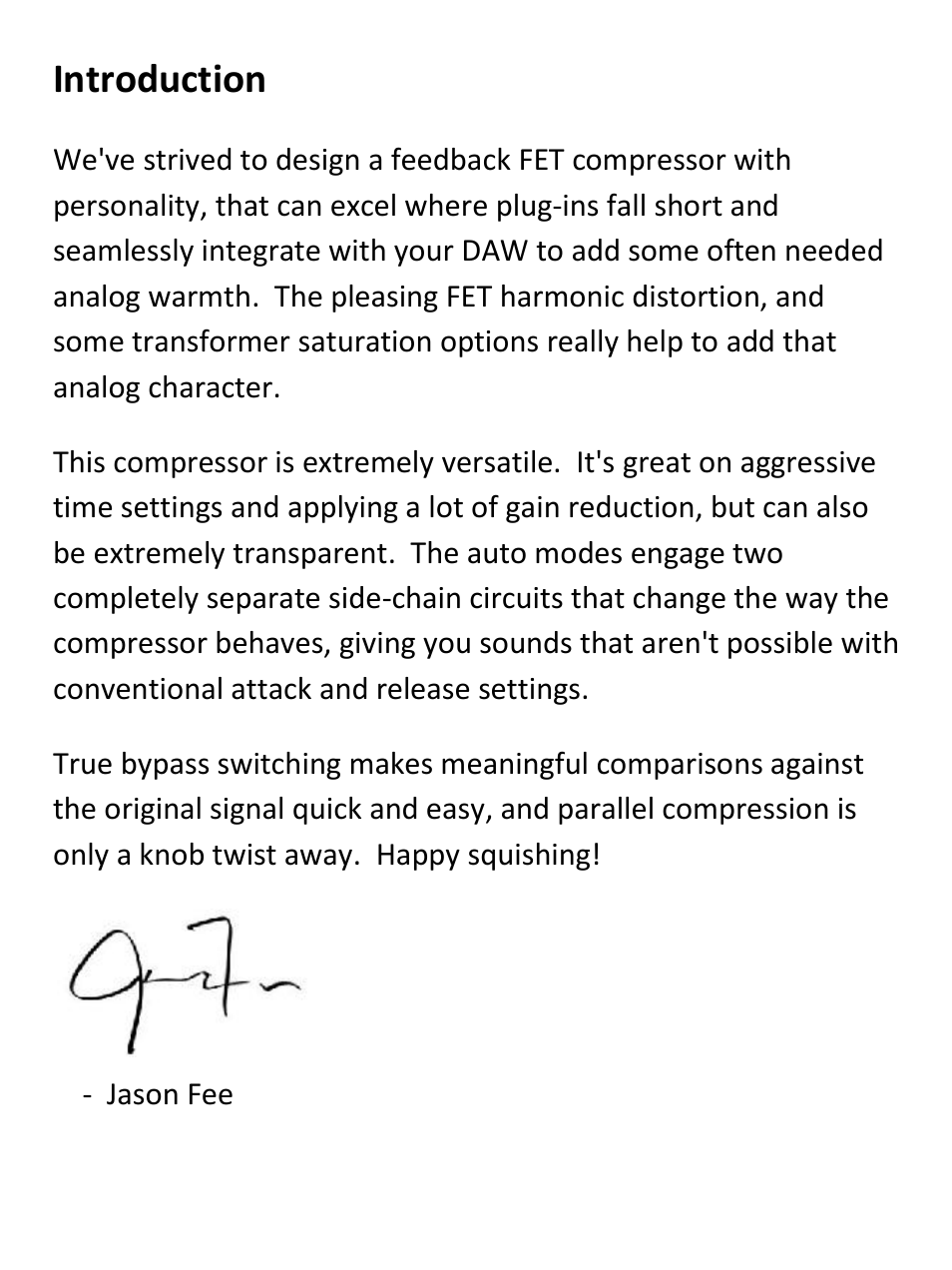 Introduction | Empress Effects ECM-519 compressor User Manual | Page 2 / 12