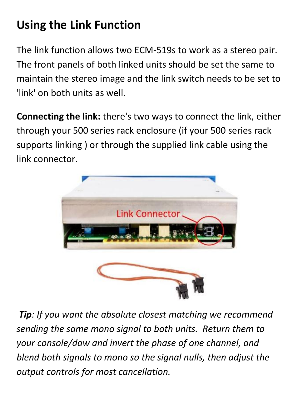 Using the link function | Empress Effects ECM-519 compressor User Manual | Page 8 / 12