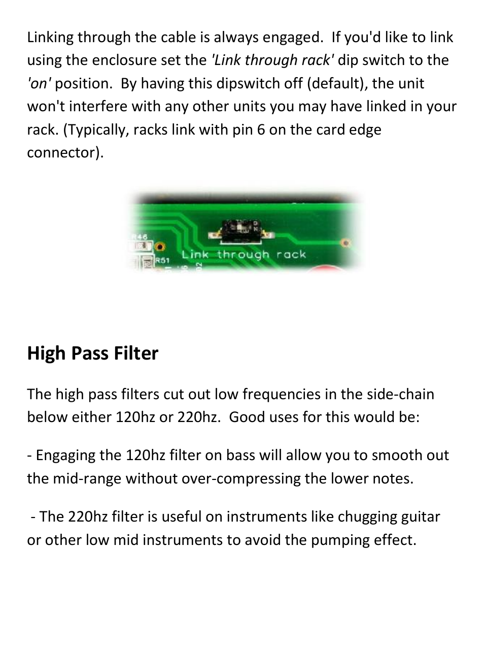 High pass filter | Empress Effects ECM-519 compressor User Manual | Page 9 / 12