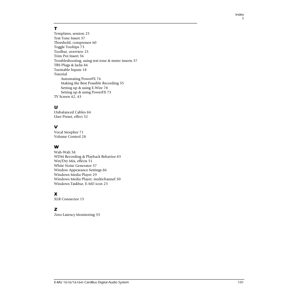 E-MU 1616M PCIe User Manual | Page 101 / 101
