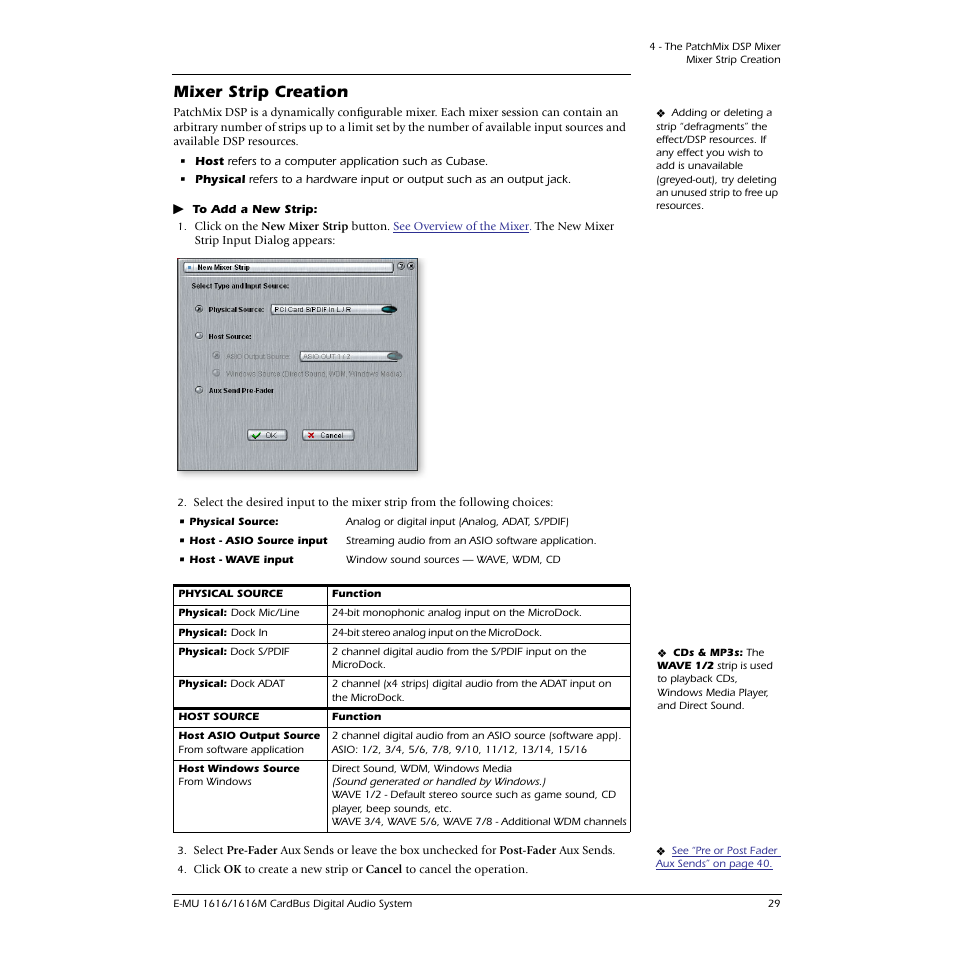 Mixer strip creation | E-MU 1616M PCIe User Manual | Page 29 / 101