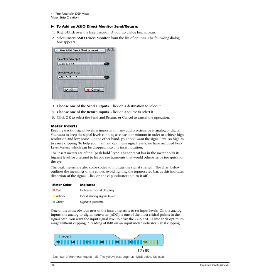 Meter inserts, See “meter inserts | E-MU 1616M PCIe User Manual | Page 34 / 101