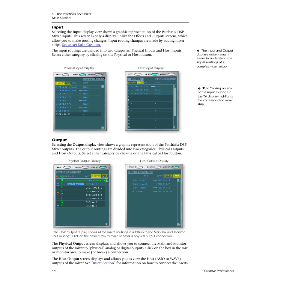 Input, Output, Input output | E-MU 1616M PCIe User Manual | Page 44 / 101