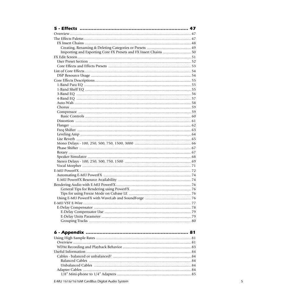 E-MU 1616M PCIe User Manual | Page 5 / 101