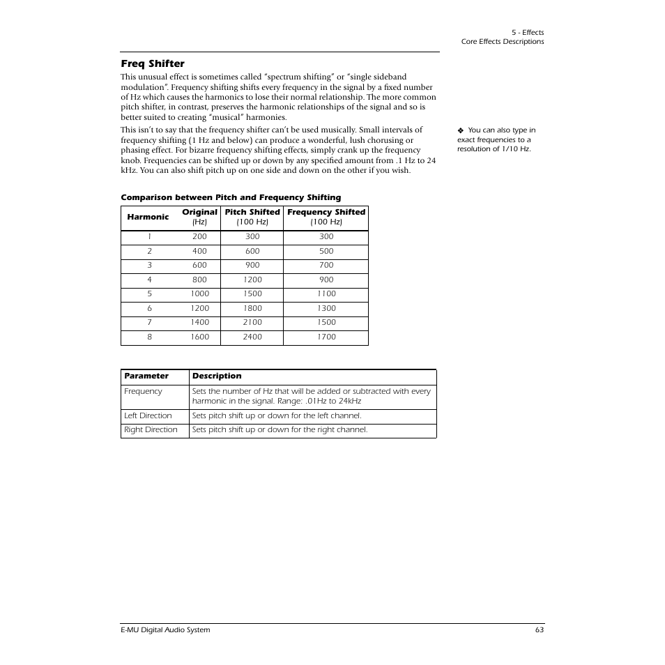 Freq shifter | E-MU 1616M PCIe User Manual | Page 63 / 101