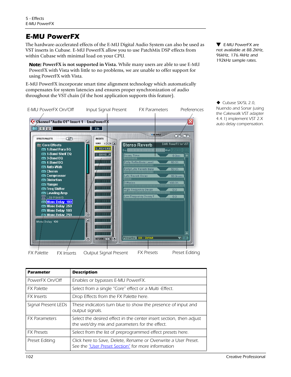 E-mu powerfx | E-MU 1212M PCIe User Manual | Page 102 / 132