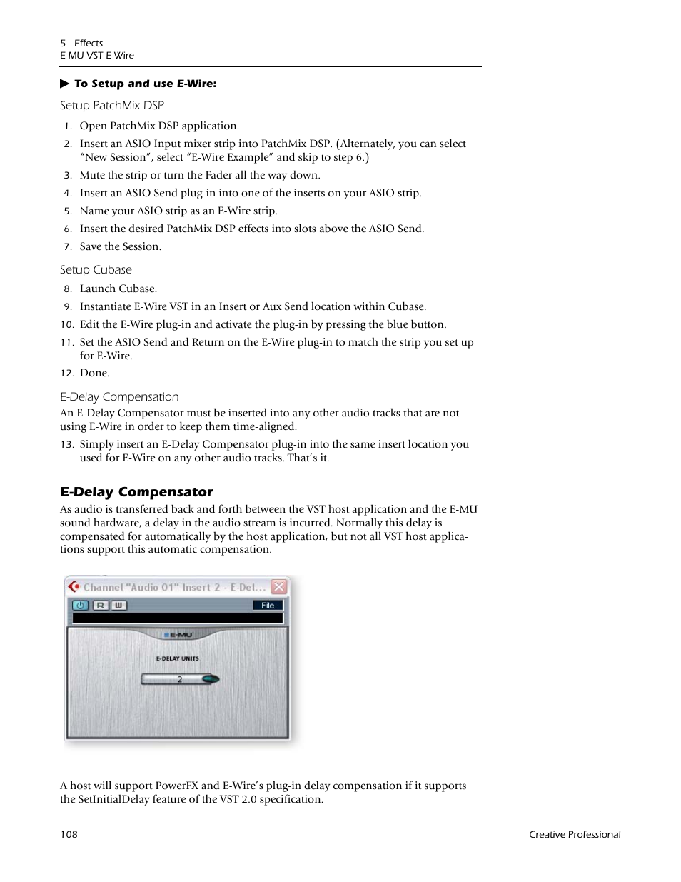 E-delay compensator | E-MU 1212M PCIe User Manual | Page 108 / 132