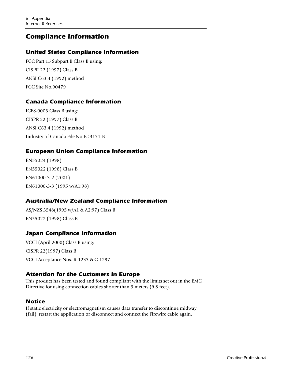 Compliance information | E-MU 1212M PCIe User Manual | Page 126 / 132