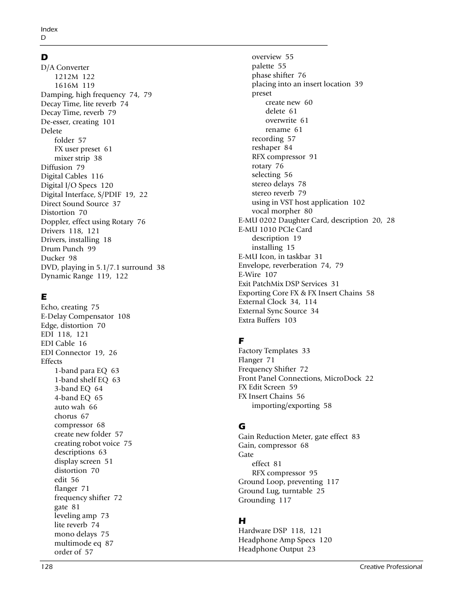 E-MU 1212M PCIe User Manual | Page 128 / 132