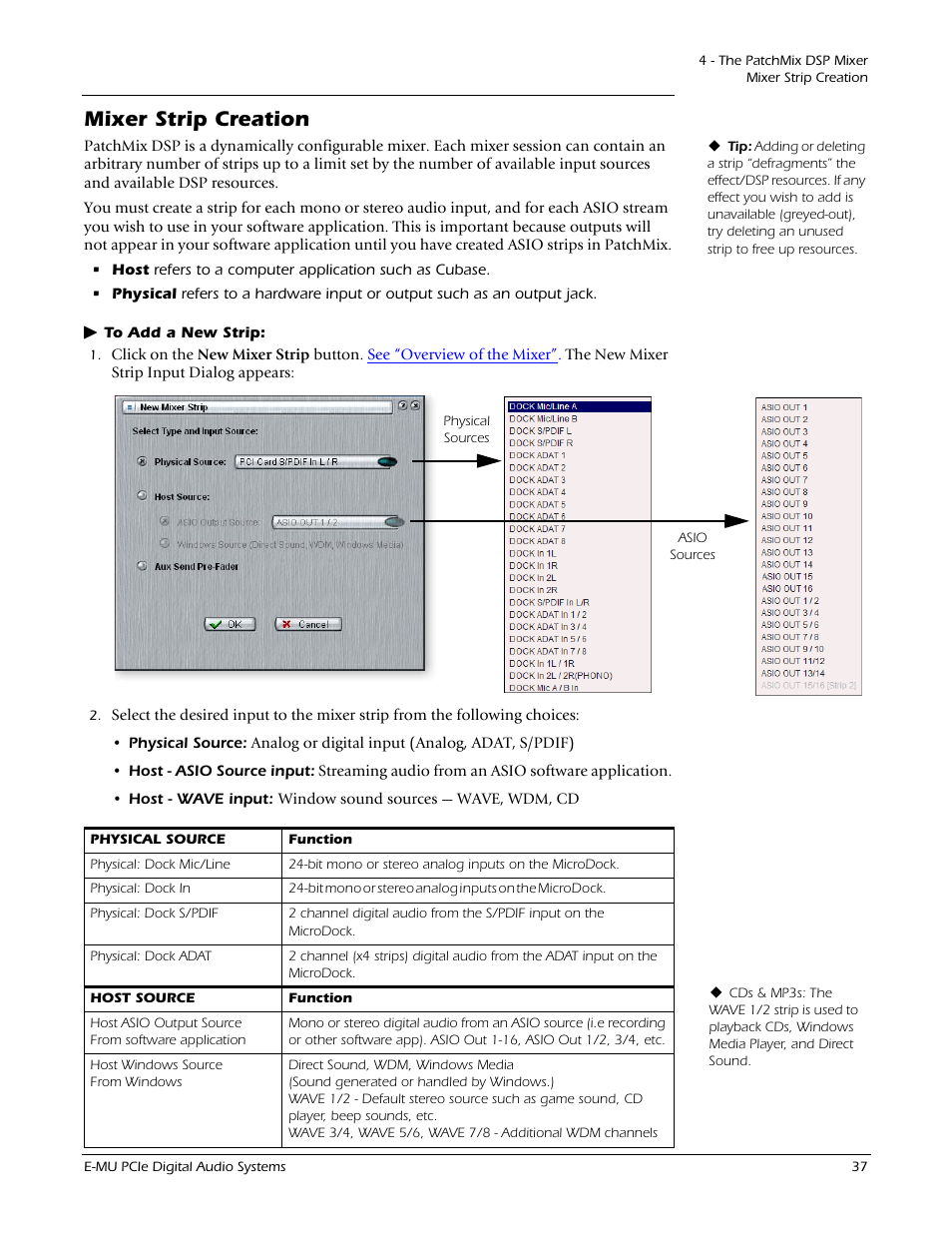 Mixer strip creation | E-MU 1212M PCIe User Manual | Page 37 / 132