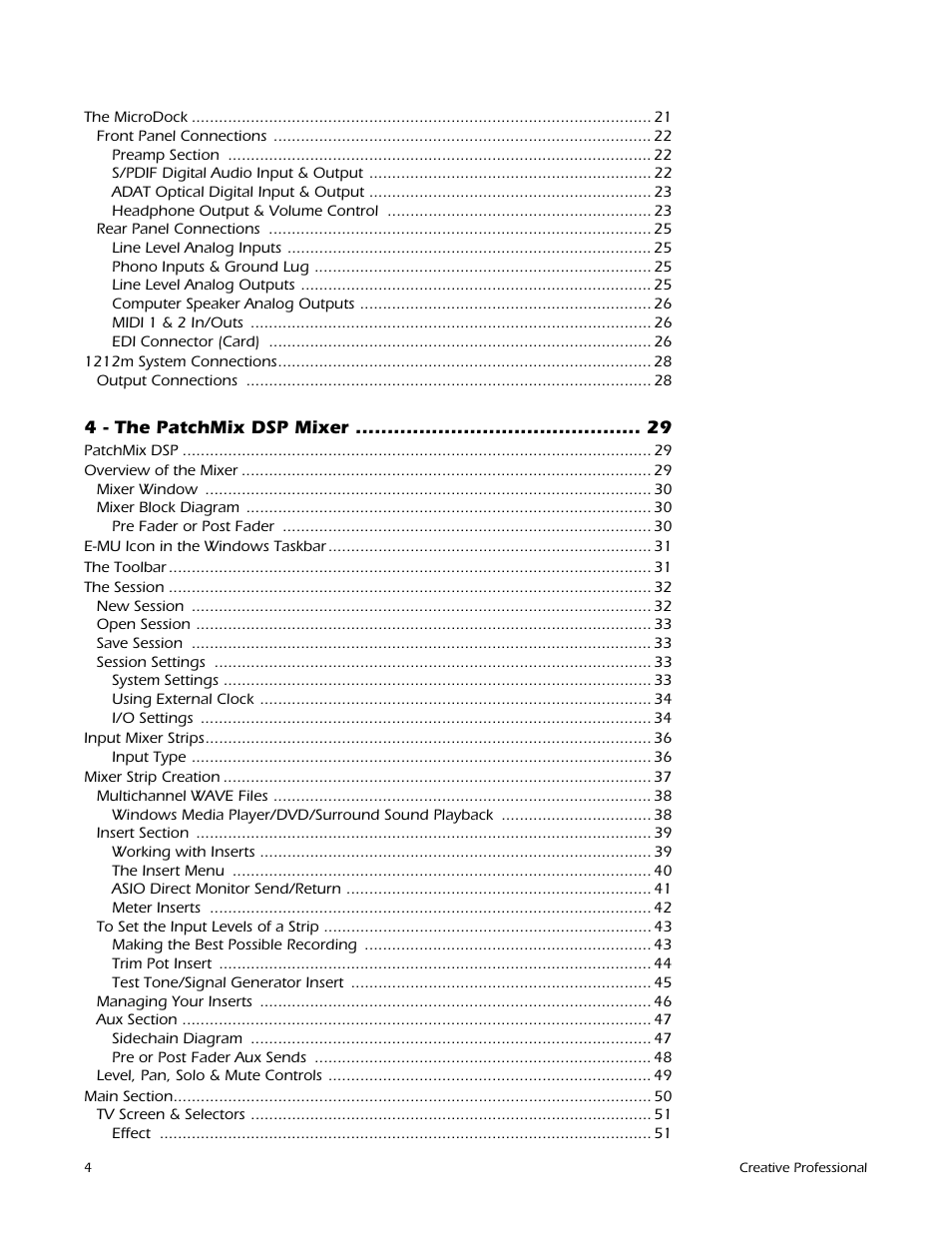 E-MU 1212M PCIe User Manual | Page 4 / 132