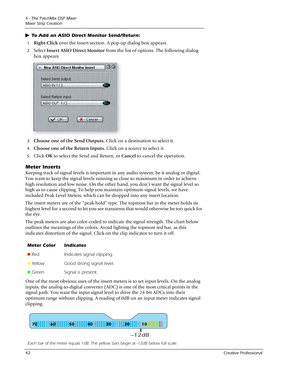 Meter inserts, See “meter inserts | E-MU 1212M PCIe User Manual | Page 42 / 132