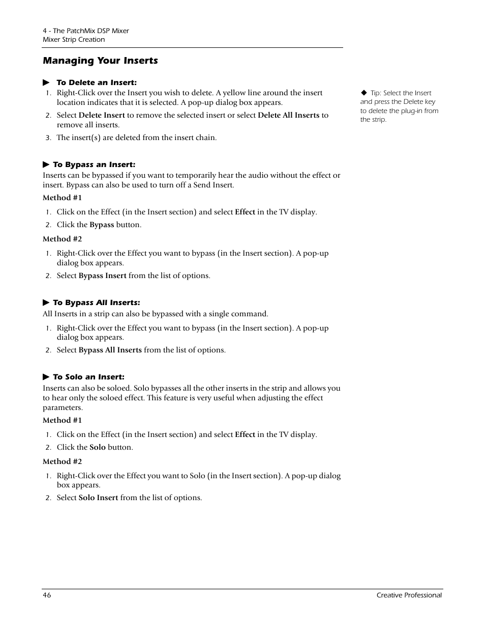 Managing your inserts | E-MU 1212M PCIe User Manual | Page 46 / 132