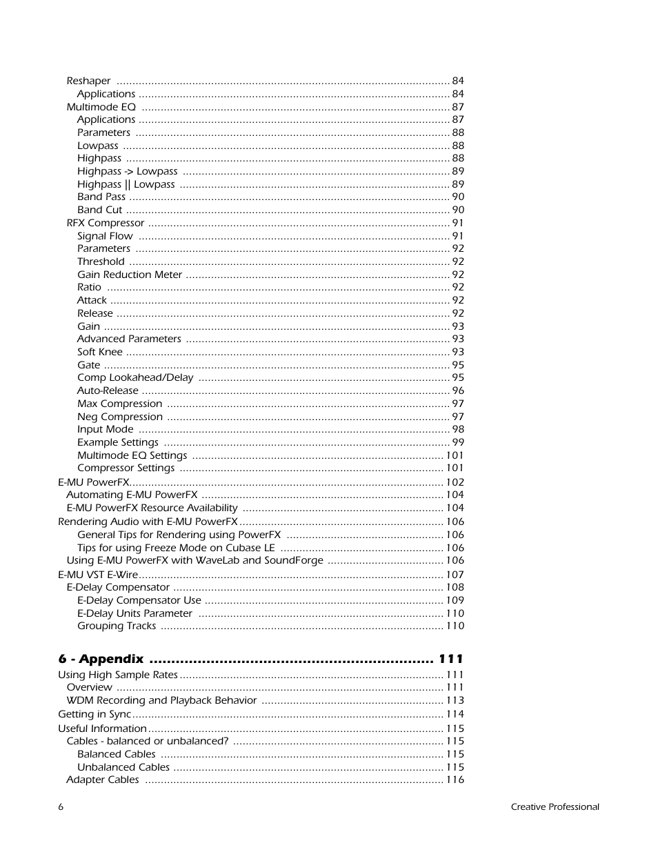 E-MU 1212M PCIe User Manual | Page 6 / 132