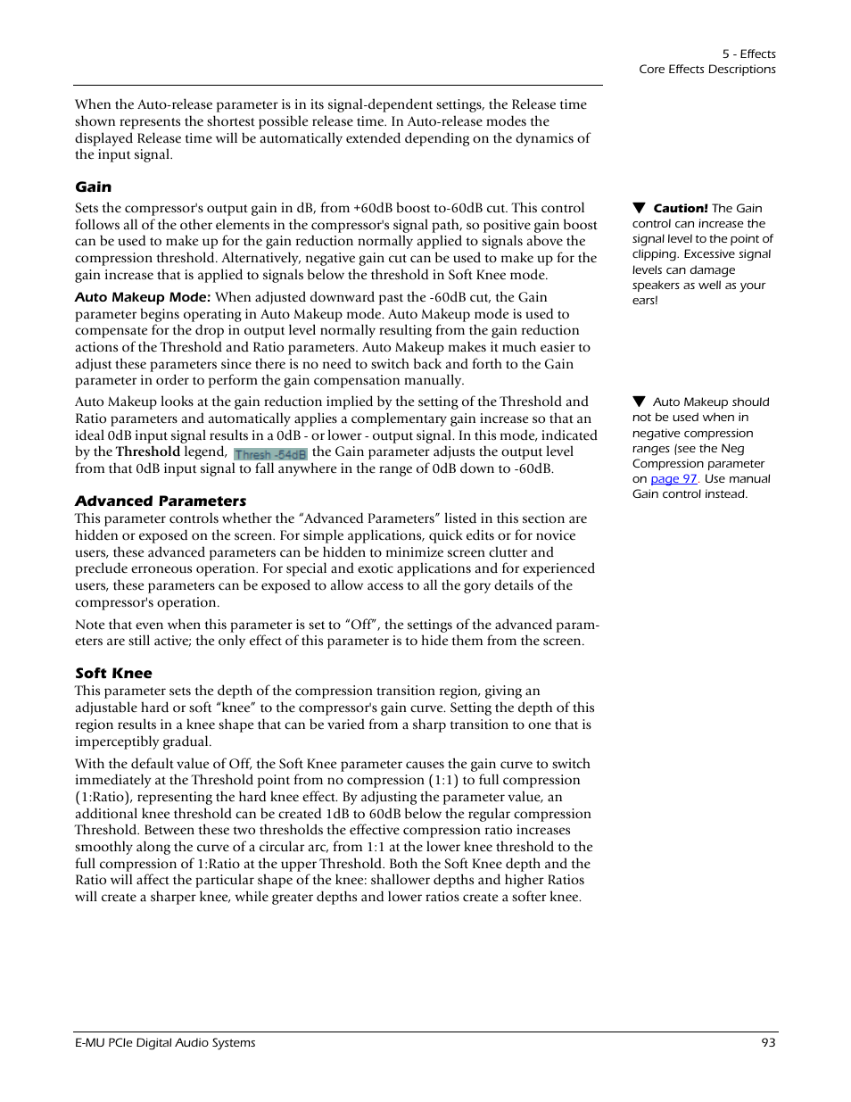 Gain, Advanced parameters, Soft knee | Gain advanced parameters soft knee | E-MU 1212M PCIe User Manual | Page 93 / 132