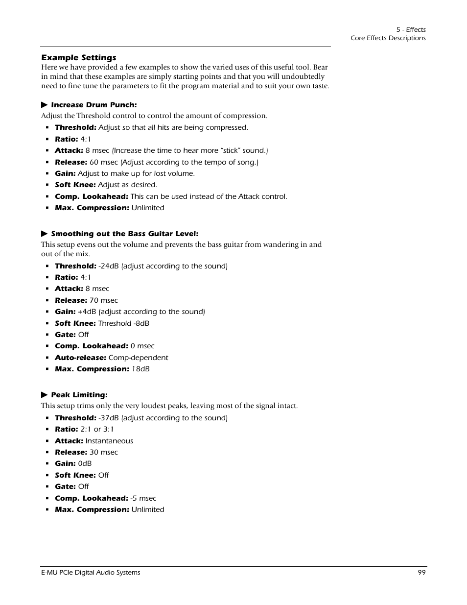 Example settings | E-MU 1212M PCIe User Manual | Page 99 / 132